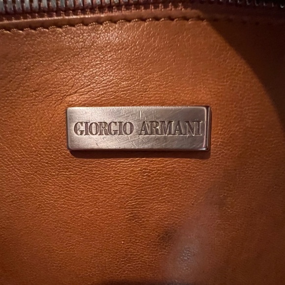 Vintage Giorgio Armani Tan Pleated Lamb Leather Shoulder Bag Satchel - Picture 7 of 15